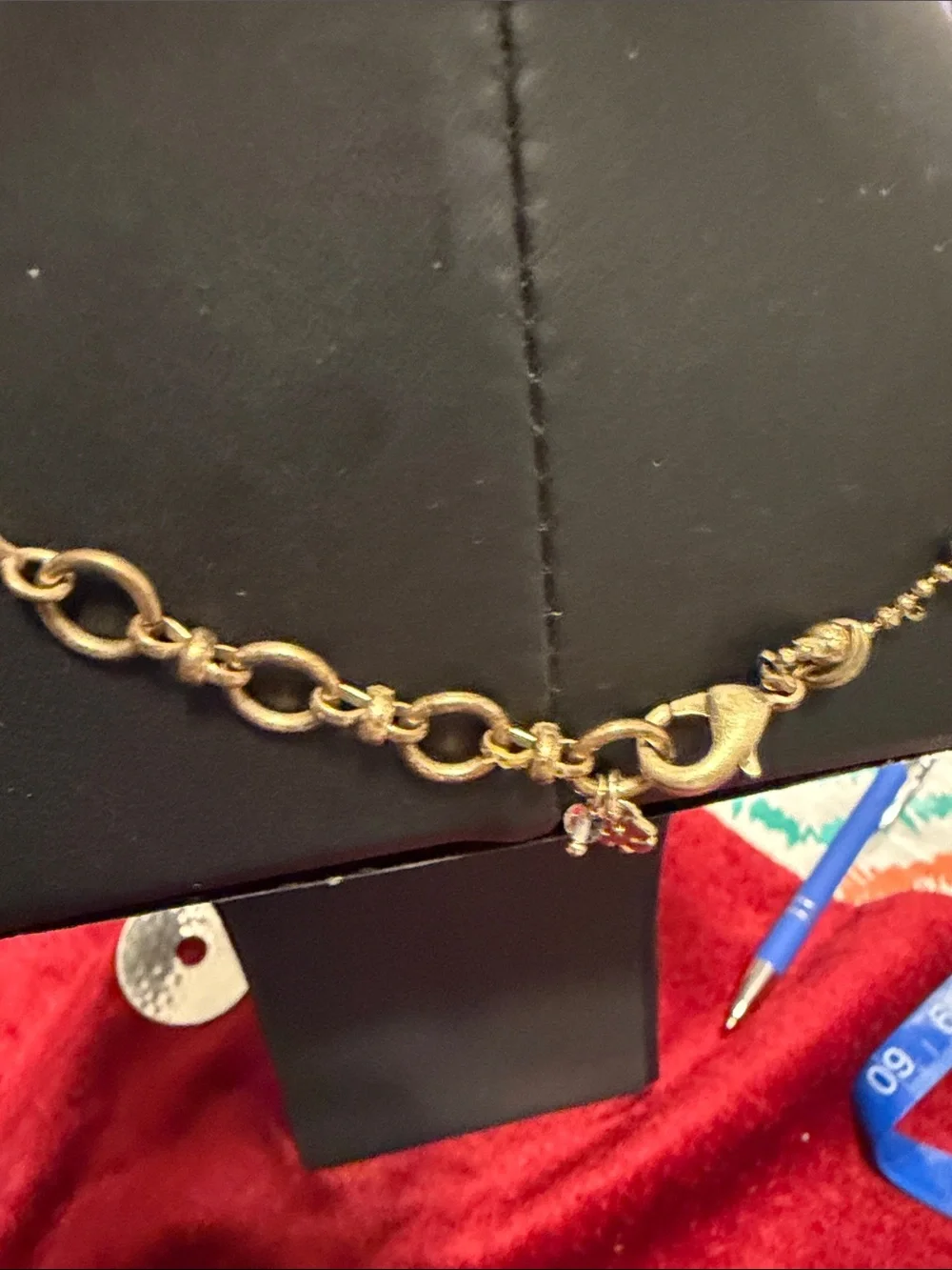 Bohemian Gold-Tone Pendant Necklace - clasp has wear but hidden behind you neck